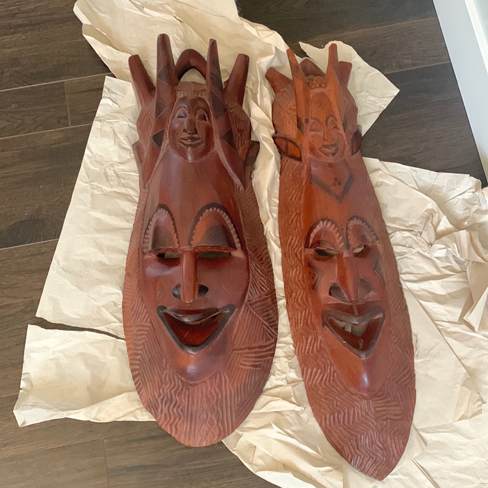 Large African Wood Masks from Dakar Africa